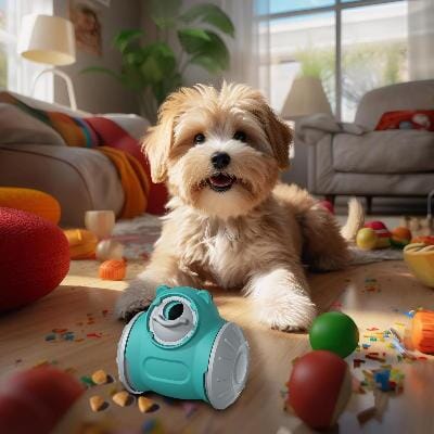 Jouet interactif avec chien dans un salon (BrainChase™) Palais Canin