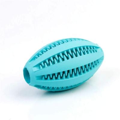 Jouet interactif pour chien turquoise sur fond blanc (ChewBounceBall™) Palais Canin