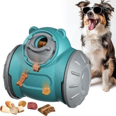 Jouet interactif turquoise avec un chien à lunette (BrainChase™) Palais Canin