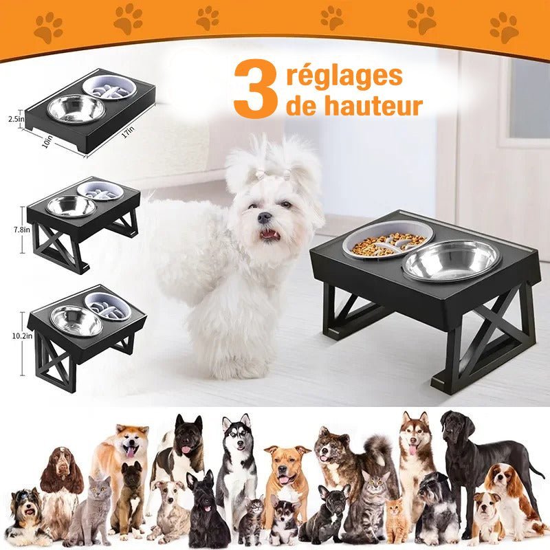 RĂ©glage de trois hauteur gamelle pour chien (NoRiskForLoveâą) Palais Canin