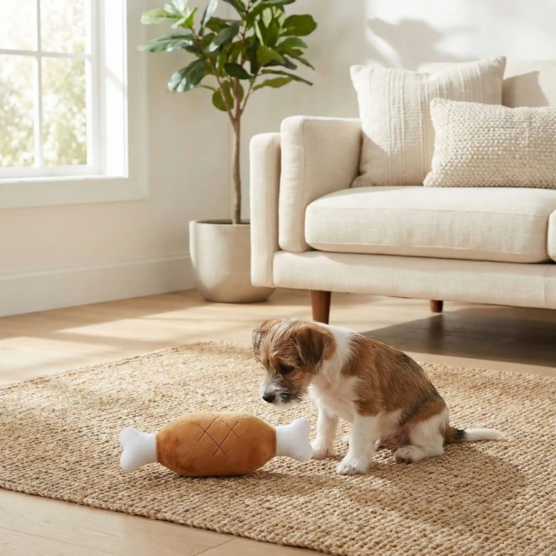 Chiot avec peluche pour chien poulet - BeautifulMeat
